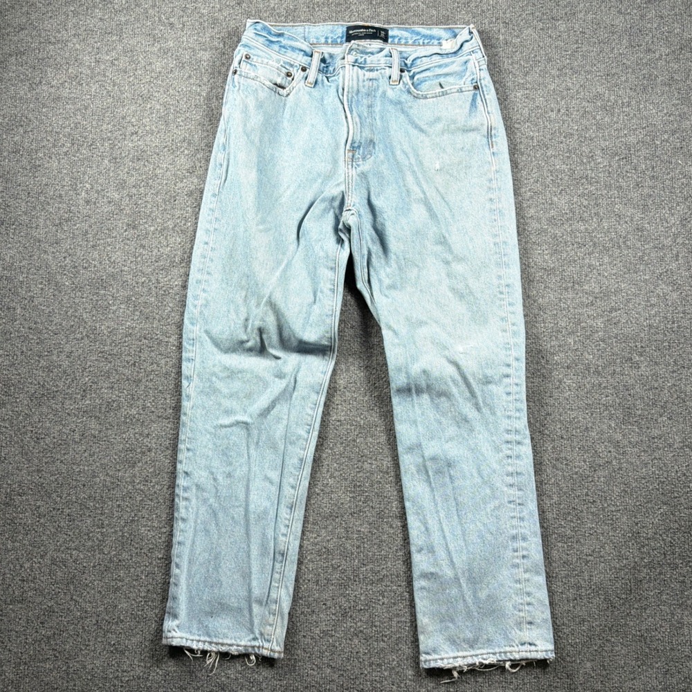 Abercrombie & Fitch Loose Jeans Mens 30x30‎ Light Wash Rigid Denim Raw Hem